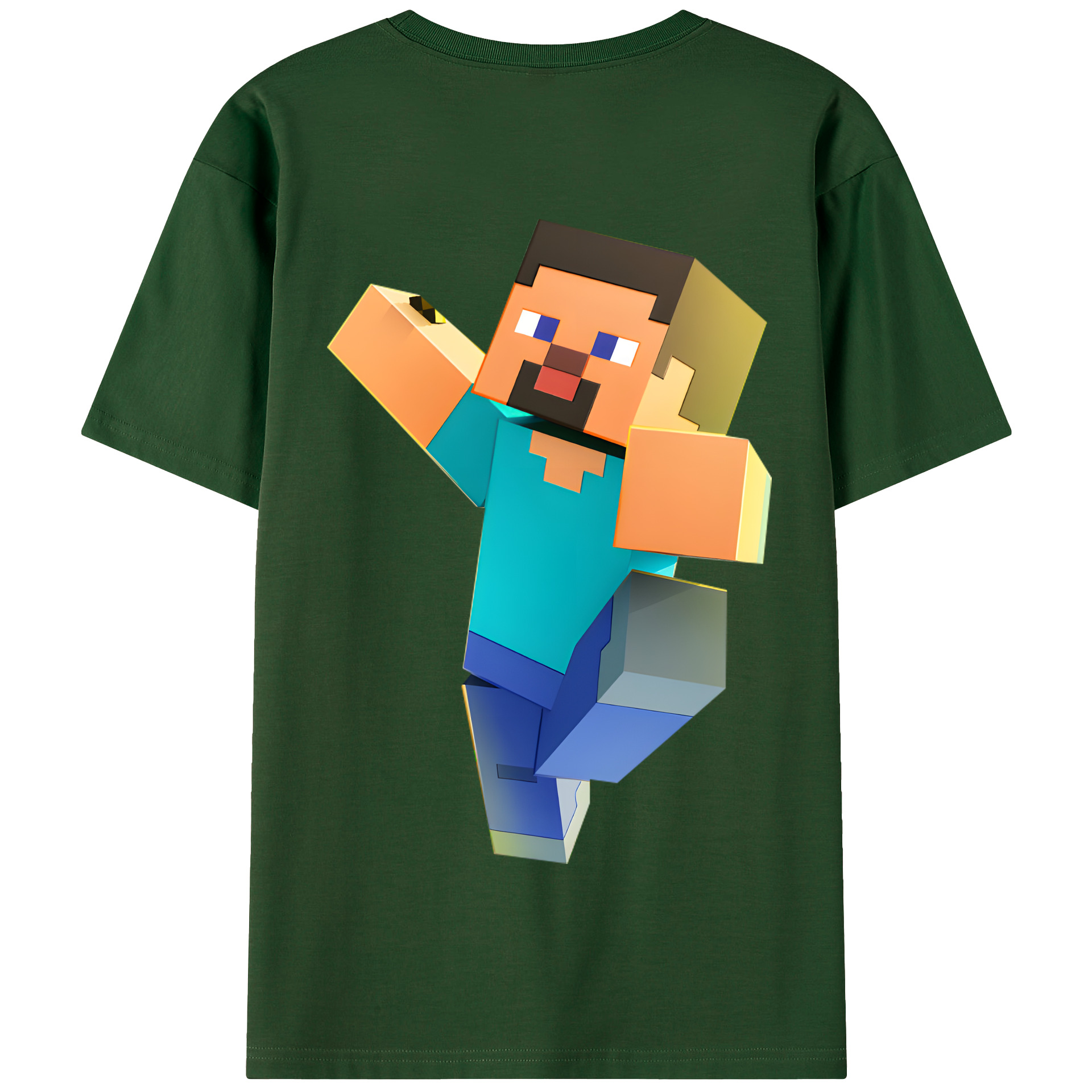 （画像用） マインクラフト ブロックの世界 Minecraft MC Block world 綿100％半袖Tシャツ（背面プリント）